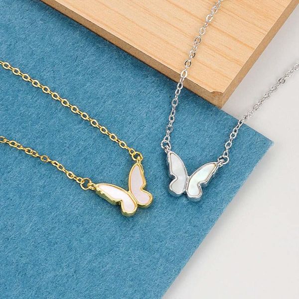 chokers boho vintage necklace gold silver color butterflies pendant necklaces for women simple short clavicle chain jewelry gifts, Golden;silver